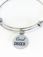 Goal Digger Expanding Bangle Charm Bracelet, Stacking Bracelet, Stacking Bangle, Stackable Bracelet, Direct Sales Team Success Gifts For Her