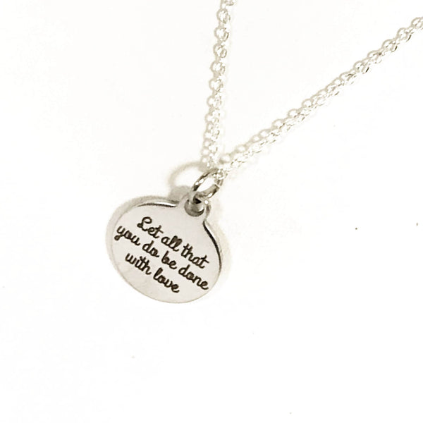 Scripture Necklaces, Let All That You Do Be Done With Love Necklace, 1 Cor 16:14 Necklace, Bible Verse Necklace, Bible Verse Jewelry Gift