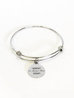 I Workout It's Cheaper Than Therapy Expanding Bangle Charm Bracelet, Stacking Exercise Jewelry, Exercise Partner Gift Love to Exercise