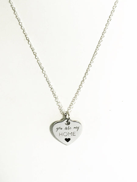 You Are My Home Necklace, Mom Necklace, Mom Jewelry, Wife Necklace, Wife Jewelry Gift, Heart Charm Necklace, You Are My Home Jewelry