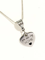 Love Necklace, You Are My Home Necklace, Mom Necklace, Wife Necklace, Wife Jewelry Gift, Heart Charm Necklace, You Are My Home Jewelry