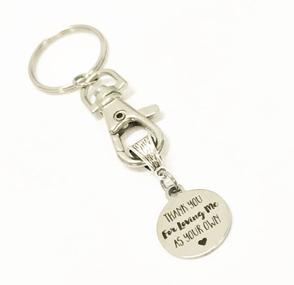Stepmother Gift, Mother In Law Gift, Thank You For Loving Me As Your Own Keychain, Grandmother Gift, New Stepmother Gift, MIL Gift