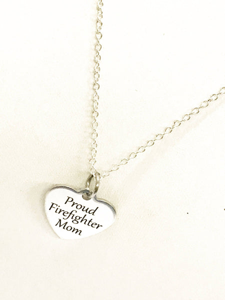 Firefighter Mom Necklace, Proud Firefighter Mom Jewelry, Gift For Firefighter Mom, Firefighter Mother Gift, Gift For Mother Of Firefighter