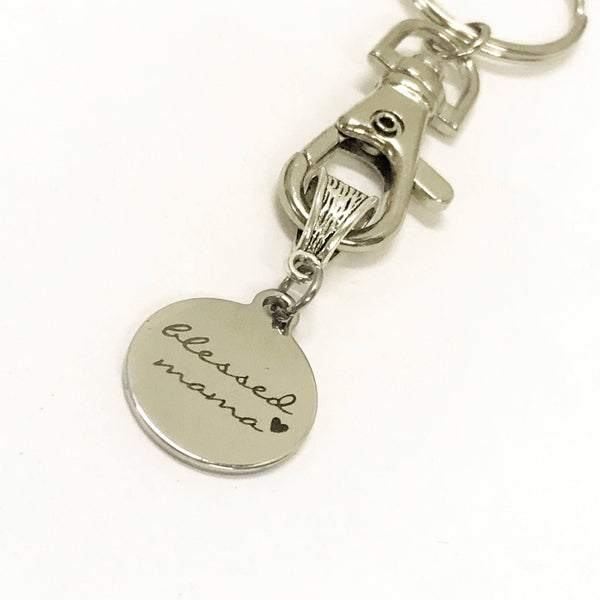 Blessed Mama Keychain, Blessed Mama Gift, Blessed Mama Jewelry, Gift For Mama, Gift For Mom, Mama Stocking Stuffer, New Mother Gift