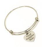 Proud Firefighter Mom Bracelet, Mom Stacking Bangle, Proud Mom Jewelry, Proud Firefighter Mom Jewelry, Mom Gift, Firefighter Mom Gift