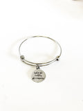 What She Tackles She Conquers Stacking Expanding Bangle Charm Bracelet, Motivational Gift For Her, Encouragement Jewelry Gift For Daughter