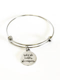 What She Tackles She Conquers Stacking Expanding Bangle Charm Bracelet, Motivational Gift For Her, Encouragement Jewelry Gift For Daughter