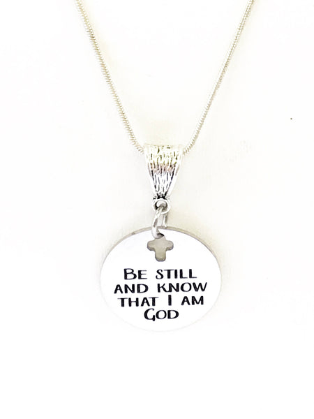 Be Still And Know That I Am God Silver Necklace, Psalm 46:10 Scripture Necklace, Scripture Jewelry, Bible Verse Jewelry Gift, Baptism Gift