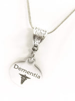 Dementia Necklace, Dementia Medical Condition Necklace, Dementia Awareness Engraved Pendant Necklace, Medical ID Jewelry, Dementia Jewelry