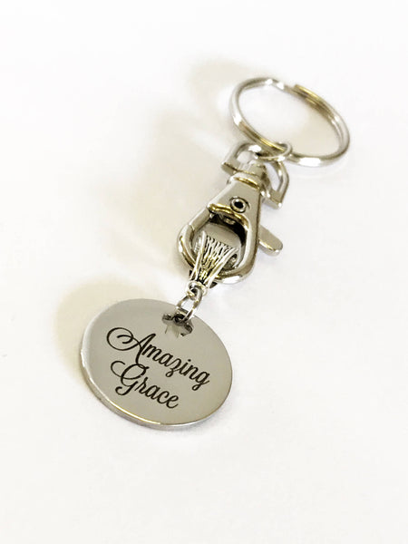 Christian Gifts, Christian Keychain, Baptism Gift, Amaing Grace Keychain Gift For Him, New Car Gift For Her, New Home Gift for Them, Key Fob
