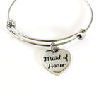 Maid Of Honor Stacking Expanding Bangle Charm Bracelet, Maid Of Honor Gift For Her, Maid Of Honor Proposal, MOH Thank You Gift, MOH Proposal