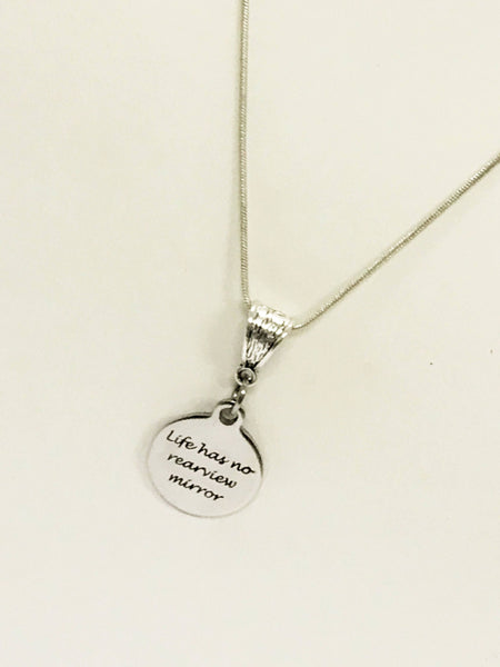 Encouragement Gift, Life Has No Rearview Mirror Silver Necklace, Motivational Gift, Divorce Gift, Sympathy Gift For Her, Moving Forward Gift