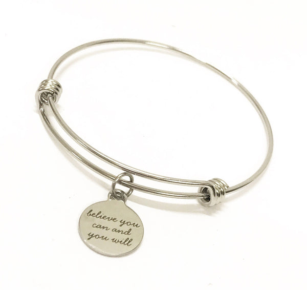 Motivational Jewelry Gift, Believe You Can And You Will Stacking Bangle, Motivational Gift For Her, Jewelry Gift For Daughter, Encouragement