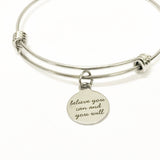 Motivational Jewelry Gift, Believe You Can And You Will Stacking Bangle, Motivational Gift For Her, Jewelry Gift For Daughter, Encouragement