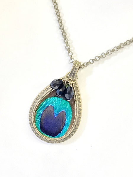 Antique Brass Feather Pendant Necklace, Heart Shaped Feather Pendant, Tear Drop Pendant, Turquose And Brown Pendant, Jewelry Gift For Her