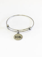 Gifts For Runners, 10K Stacking Bangle Bracelet, 10K Charm Bracelet, 10K Race Jewelry, Runner Gifts For Her, Runner Awards, Race Runner