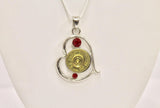 Shotgun Shell Jewelry, Red Stone Silver Heart Shotgun Shell Necklace, Shooting Sports Gift For Her, Girlfriend Gift, Southwestern Style Gift