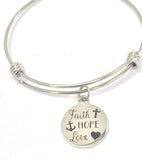 Faith Hope Love Bracelet, 1 Cor 13 Stacking Bangle, 1 Cor 13 Jewelry, Stacking Charm Bracelet, Scripture Jewelry Gift, Inspirational Gift