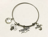 Basketball Mom Bracelet, Basketball Mom Gift, Basketball Expandable Bangle Charm Bracelet, Proud Basketball Mom, Mom Gift, Wife Gift