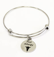 Nut Allergy Bracelet, Medical Charm Bracelet, Medical Awareness Bracelet, Nut Allergy Alert Bracelet, Nut Allergy Medical Notification