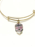 Sugar Skull Bangle, Stacking Bangle, Sugar Skull Bracelet, Sugar Skull Jewelry, Charm Bangle, Expanding Bangle