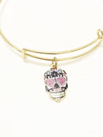 Sugar Skull Bangle, Stacking Bangle, Sugar Skull Bracelet, Sugar Skull Jewelry, Charm Bangle, Expanding Bangle