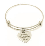 Proud Firefighter Mom Bracelet, Mom Stacking Bangle, Proud Mom Jewelry, Proud Firefighter Mom Jewelry, Mom Gift, Firefighter Mom Gift