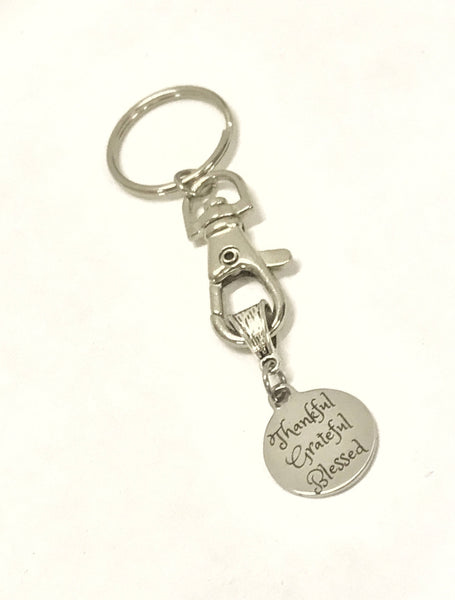 Thankful Grateful Blessed Keychain, Encouraging Gifts, Motivating Gifts, New House Gift, New Car Gift, New Job Gift, Daughter Gift