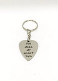 Guitar Pick Keychain, You Make My Heart Sing Keychain, Guitar Pick Gift, Guitar Pick Valentine Gift, Music Lover Gift, Music Lover Keychain