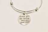 Stepmom Gift, Thank You For Loving Me As Your Own Bracelet, Stepmom Jewelry, Gift for Stepmom, Mother-In-Law Gift, Thank You Gift For MIL