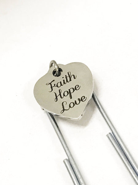 Love Bookmark, Faith Hope Love Bookmark, 1 Cor 13 Gift, The Greatest of These Is Love, Paperclip Bookmark, Planner Bookmark, Planner Gift