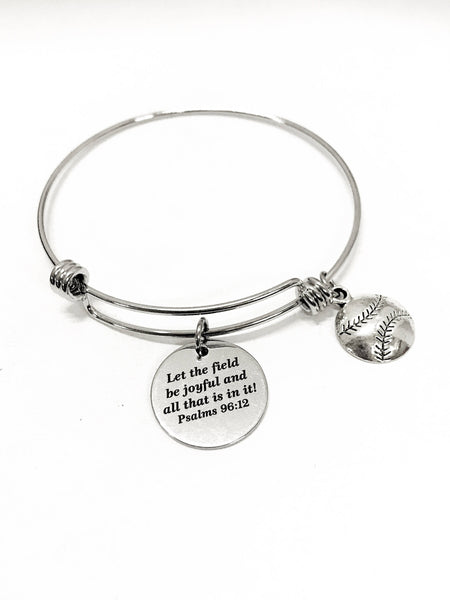 Baseball Bracelet, Softball Bracelet, Let The Field Be Joyful Bracelet, Bible Verse Bracelet, Christian Athlete Gift, Baseball Mom Jewelry