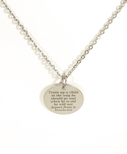 New Mom Gift, Train Up A Child Necklace, Proverbs 22 6 Necklace Gift, New Mom Necklace, New Baby Gift, Bible Verse Child Dedication Gift
