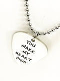 Guitar Pick Gift, You Make My Heart Sing Necklace, Guitar Pick Necklace, Gift For Him, Gift For Her, Guitar Pick Jewelry, Valentine Gift