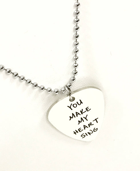 Guitar Pick Gift, You Make My Heart Sing Necklace, Guitar Pick Necklace, Gift For Him, Gift For Her, Guitar Pick Jewelry, Valentine Gift