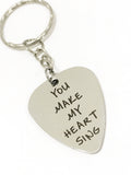 Guitar Pick Keychain, You Make My Heart Sing Keychain, Guitar Pick Gift, Guitar Pick Valentine Gift, Music Lover Gift, Music Lover Keychain