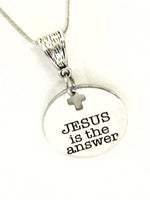 Christian Jewelry, Christian Gift, Christian Necklace, Jesus Is The Answer Necklace, Scripture Jewelry, Bible Verse Jewelry, Baptistm Gift