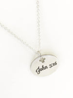 Christian Necklace, John 3 16 Necklace, For God So Loved Necklace, Christian Jewelry, Bible Verse Necklace, Scripture Gifts, Baptism Gift