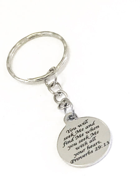 Christian Gifts, Christian Keychain, Seek God And Find God, Proverbs 29 13 Scripture, Bible Verse Gifts, Baptism Gifts, Christian Charm