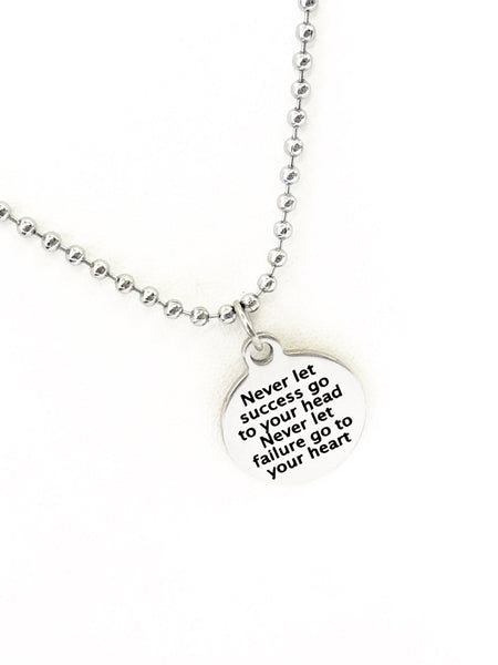 Son Necklace, Never Let Success Go To Your Head, Never Let Failure Go To Your Heart, Son Gift, Sports Gift, Son Encouragement, Necklace Gift