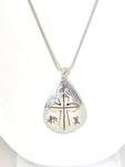 Teardrop Cross Pendant, Teardrop Necklace, Southwestern Style Pendant, Southwestern Necklace, Christian Statement Necklace, Gift For Her