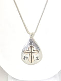 Teardrop Cross Pendant, Teardrop Necklace, Southwestern Style Pendant, Southwestern Necklace, Christian Statement Necklace, Gift For Her