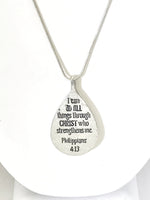Teardrop Cross Pendant, Teardrop Necklace, Southwestern Style Pendant, Southwestern Necklace, Christian Statement Necklace, Gift For Her
