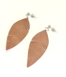 Leather Earrings, Brown Leather Earrings, Leather Dangles, Leather Leaf Earrings, Southwestern Style, Country Girl Style, Leather Style