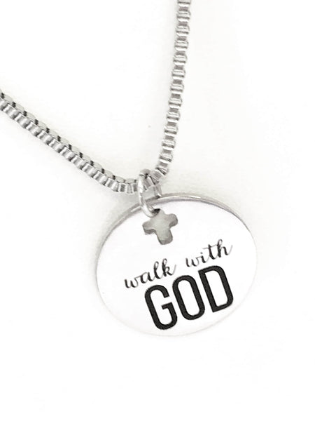 Christian Necklace, Walk With GOD Necklace, Daughter Necklace, Christian Gift, Graduation Gift, Baptism Gift, Son Necklace, Confirmation