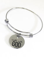 Christian Gift, Christian Bracelet, Walk With GOD Bracelet Gift, Christian Charm, Christian Jewelry Gift, Baptism Gift, Bible Verse Gift