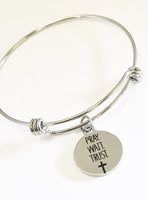 Christian Gift, Christian Bracelet, Pray Wait Trust Bracelet Gift, Christian Charm, Christian Jewelry Gift, Baptism Gift, Wait On God