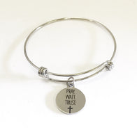 Christian Gift, Christian Bracelet, Pray Wait Trust Bracelet Gift, Christian Charm, Christian Jewelry Gift, Baptism Gift, Wait On God