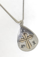 Teardrop Cross Pendant, Teardrop Necklace, Southwestern Style Pendant, Southwestern Necklace, Christian Statement Necklace, Gift For Her