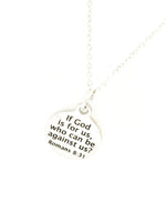 Christian Necklace, If God Is For Us Who Can Be Against Us Necklace, Bible Verse Necklace, Christian Charm, Christian Jewelry, Romans 8 31